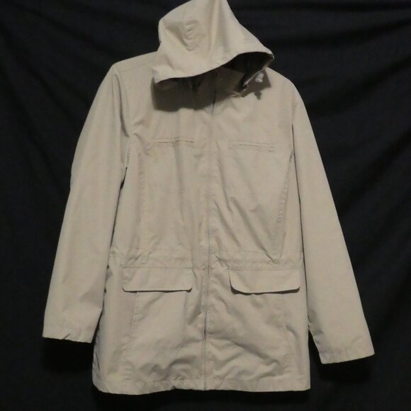 IZOD | large | Beige Hooded Jacket With Plaid Lining | Removeable Hood - Picture 1 of 15